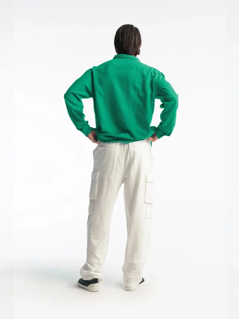 Giesto Green GIESTO Oversized Button-Up Long Sleeve Shirt for Men | Best Price UAE